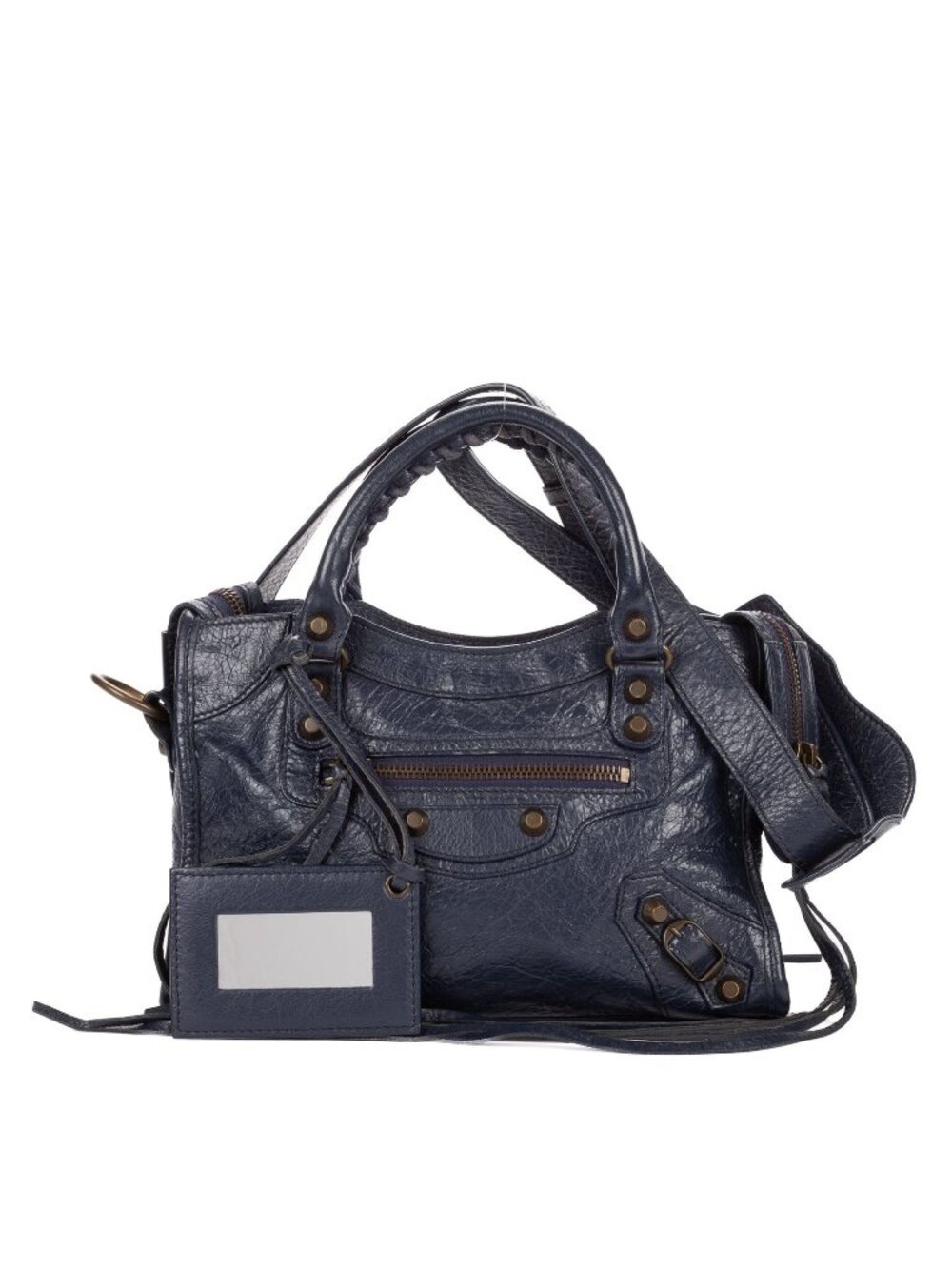 Balenciaga Neo Classic City Navy Damage Leather Shoulder Bag